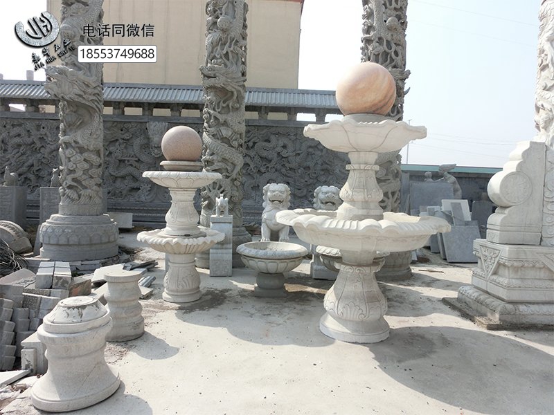 芝麻白石雕喷泉